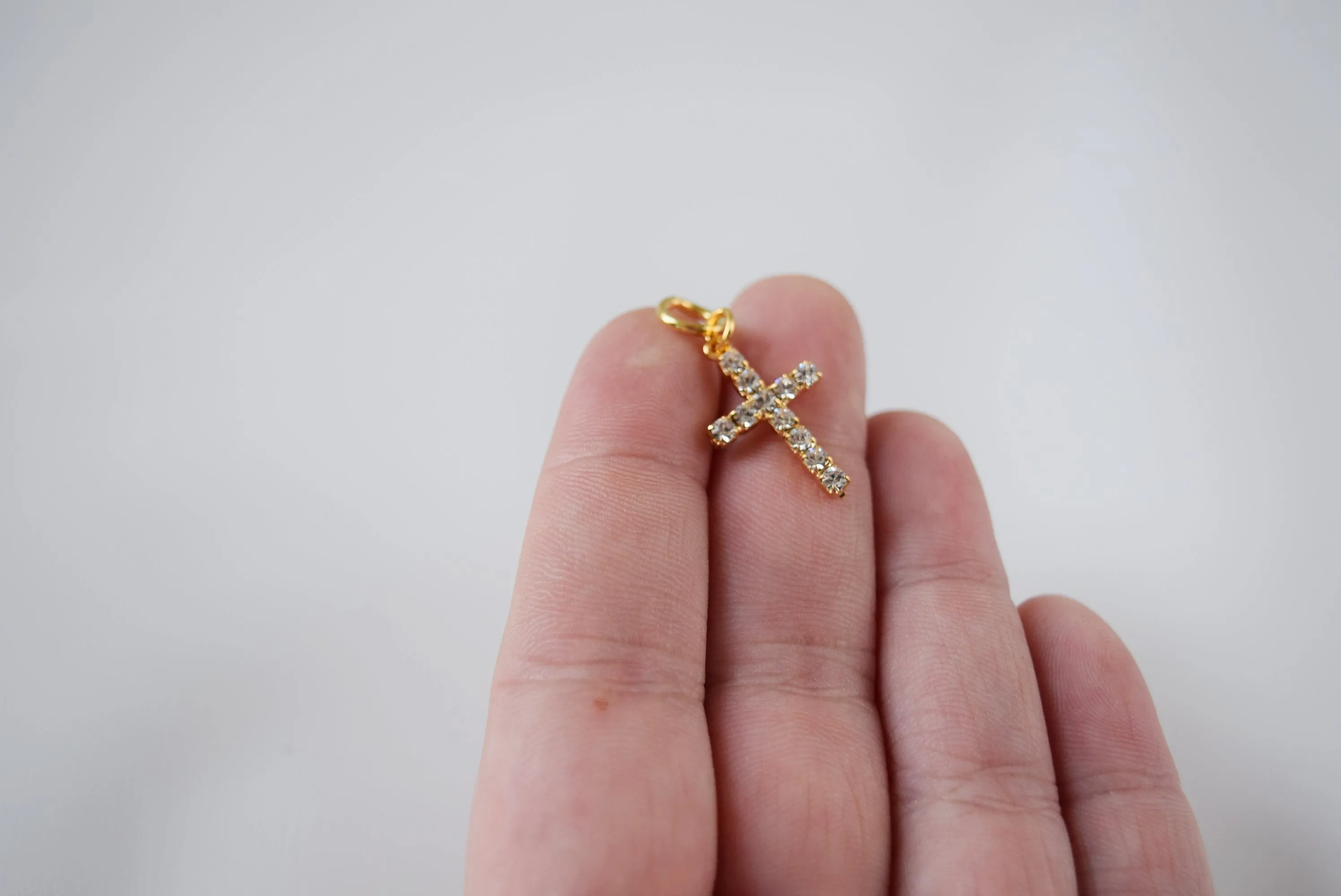 Cross Pendant - Tiny Crystal