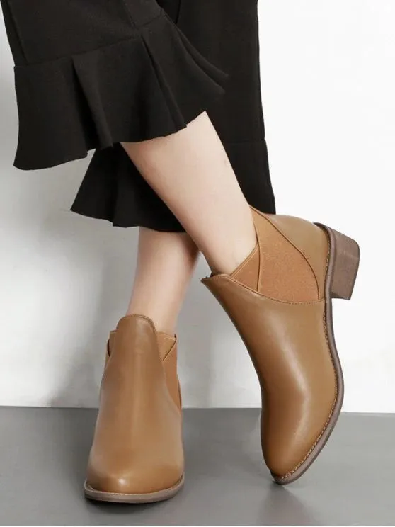 Cute PU Leather Elastic Band Ankle Boots