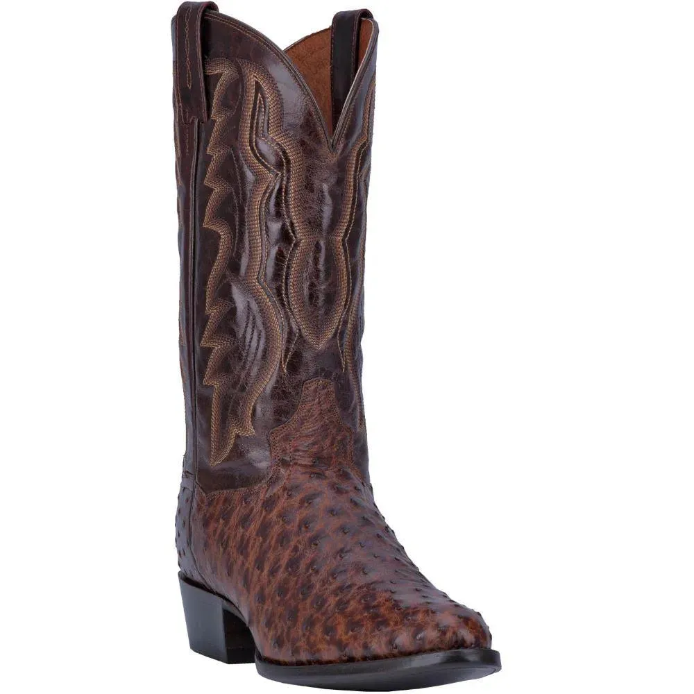 Dan Post Pershing Mens Ostrich Leather Cowboy Boots