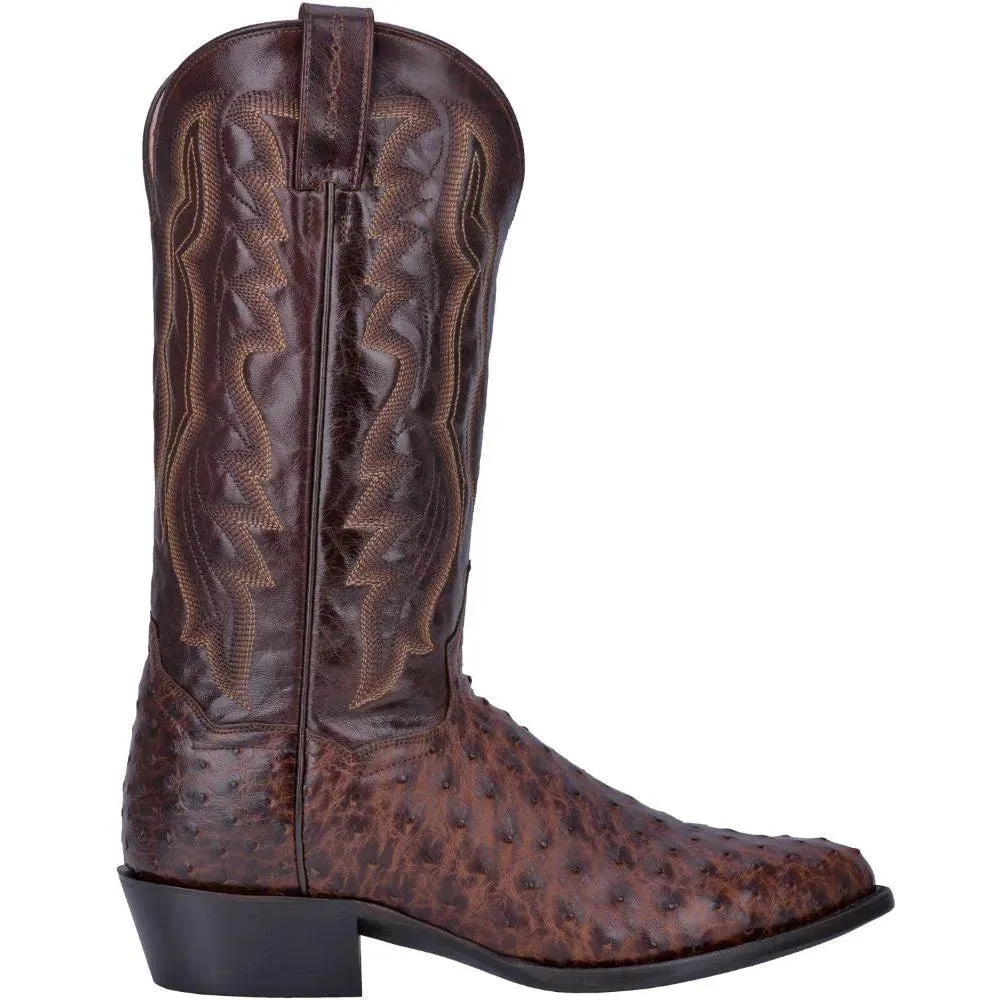 Dan Post Pershing Mens Ostrich Leather Cowboy Boots