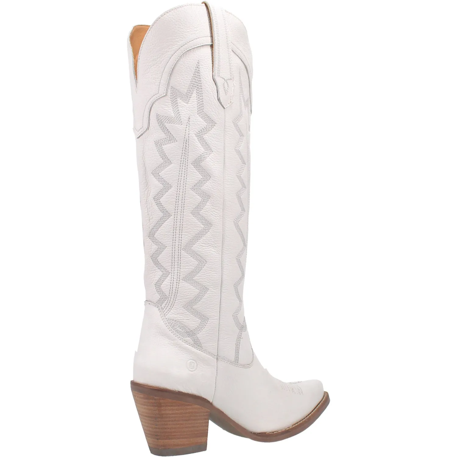 Dingo Womens High Cotton Cowboy Boots Leather White