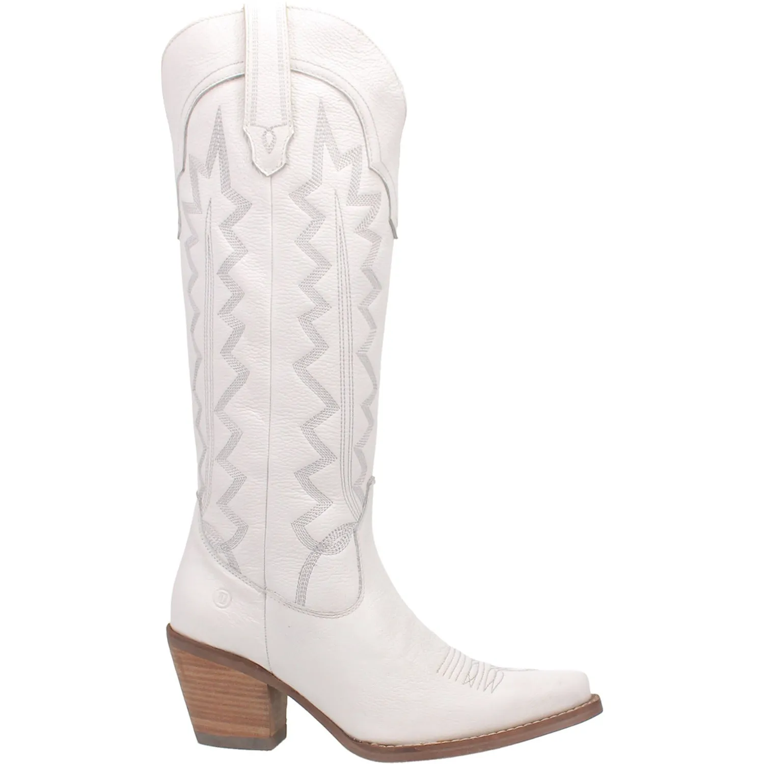 Dingo Womens High Cotton Cowboy Boots Leather White