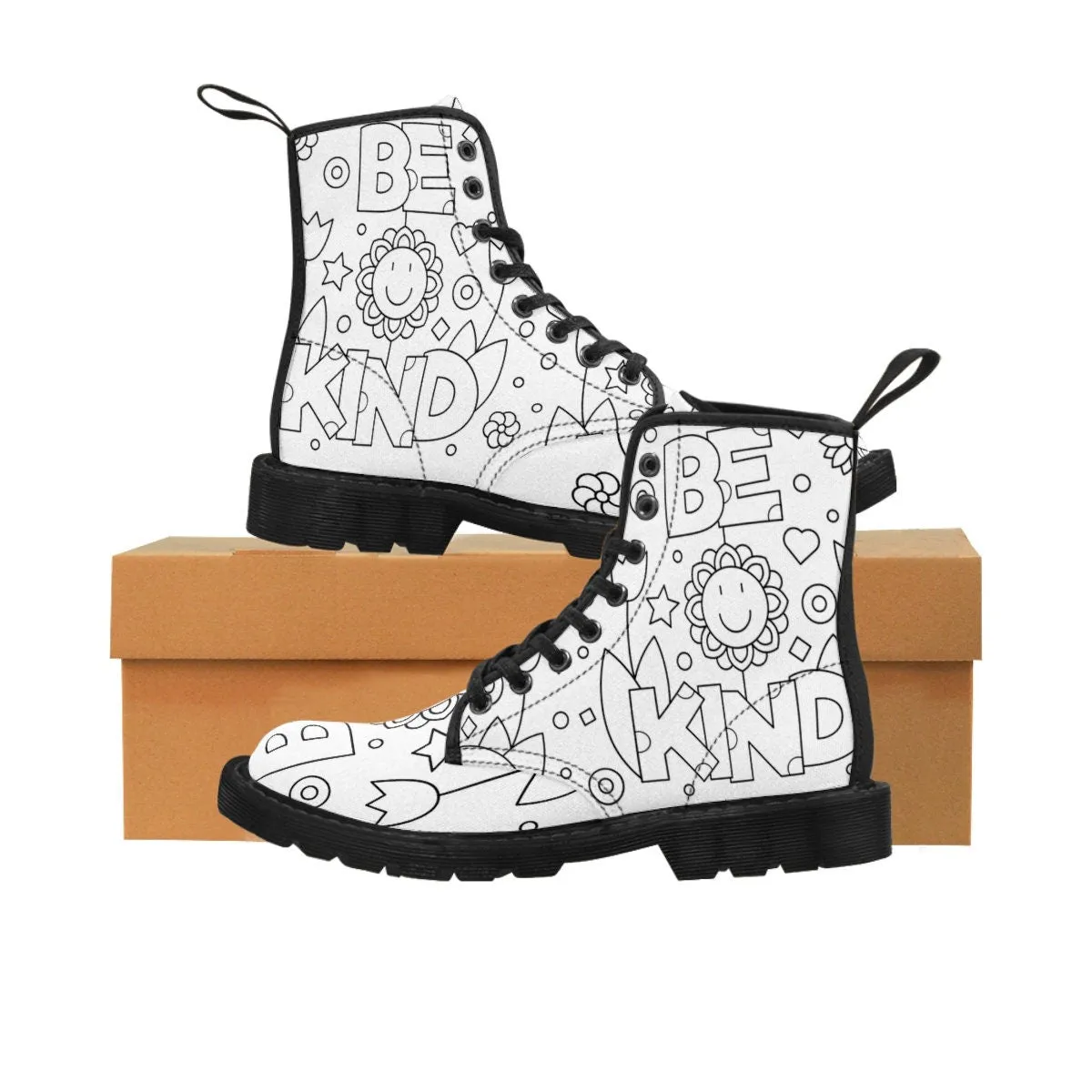 DIY Be Kind Coloring Canvas Boots,Casual Hiking,Realistic,Birthday/His/Hers/Couples Gift/Graduation/Valentine Gift