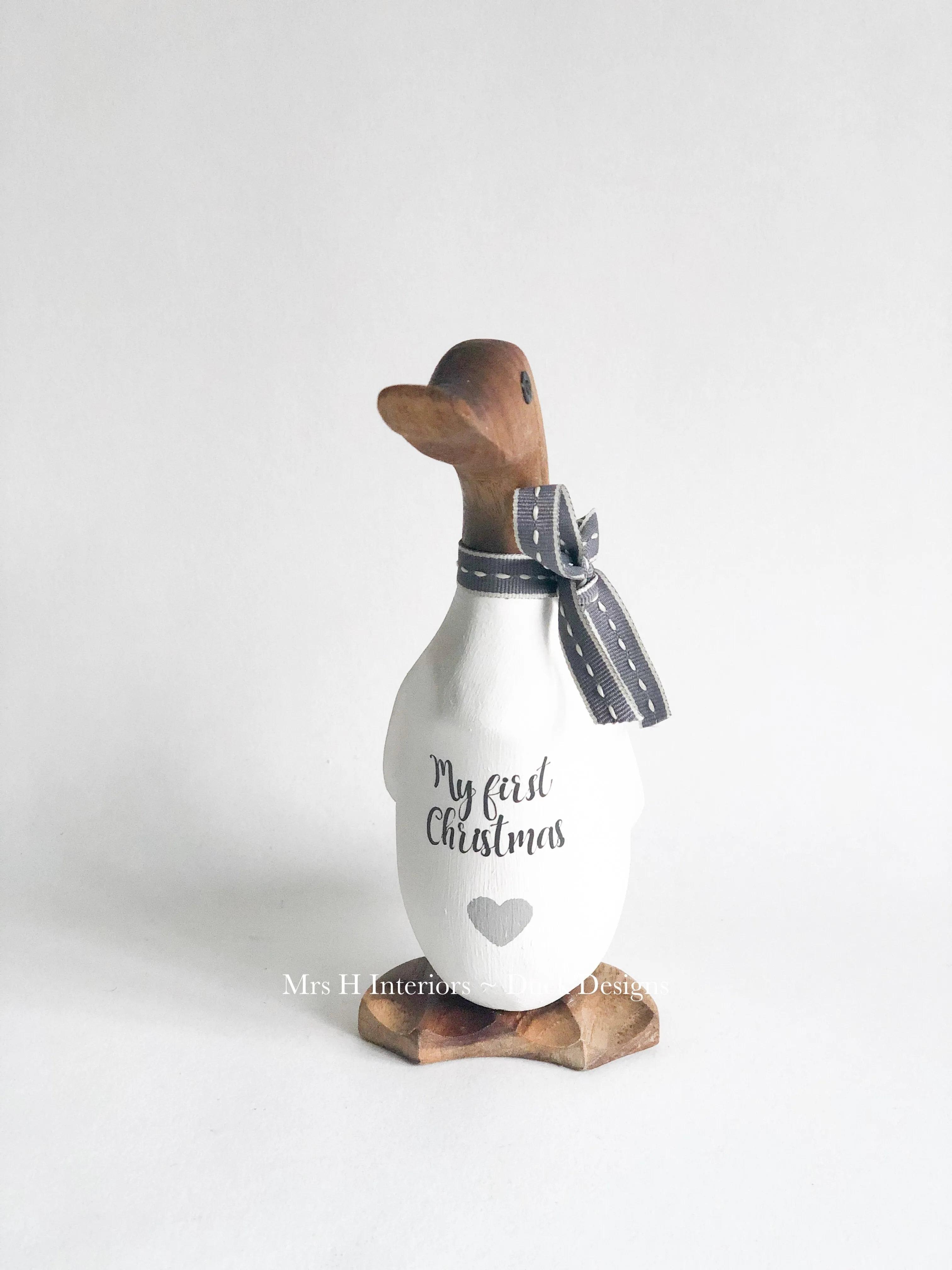 Ducklets - painted and personalised - Decorated Wooden Duck in Boots by Mrs H the Duck Lady