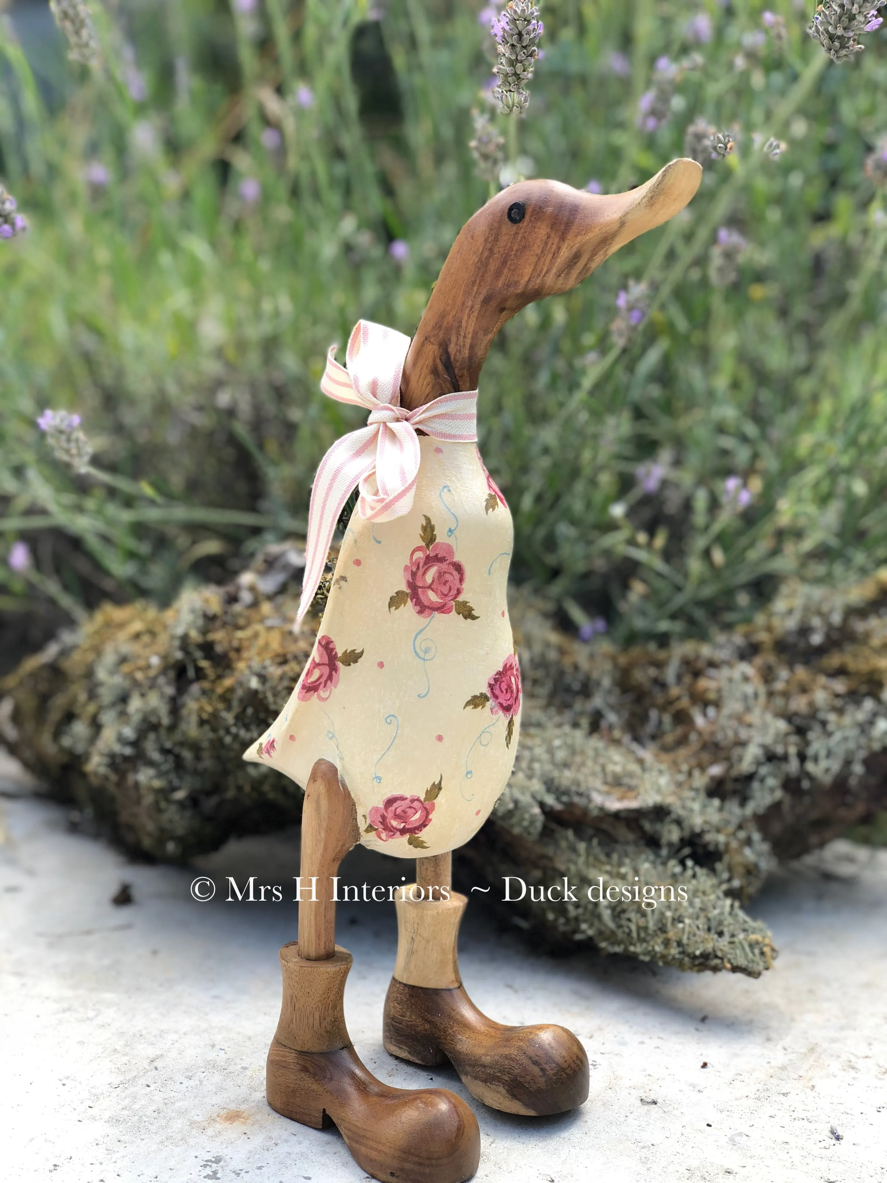 Emma Bridgewater Outdoor Ducks -  - Decorated Wooden Duck in Boots by Mrs H the Duck Lady