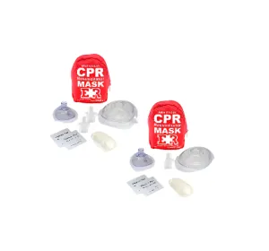 Ever Ready First Aid Adult and Infant CPR Mask Combo Kit with 2 Valves with Pair of Nitrile Gloves & 2 Alcohol Prep Pads - Red - 2 Pack