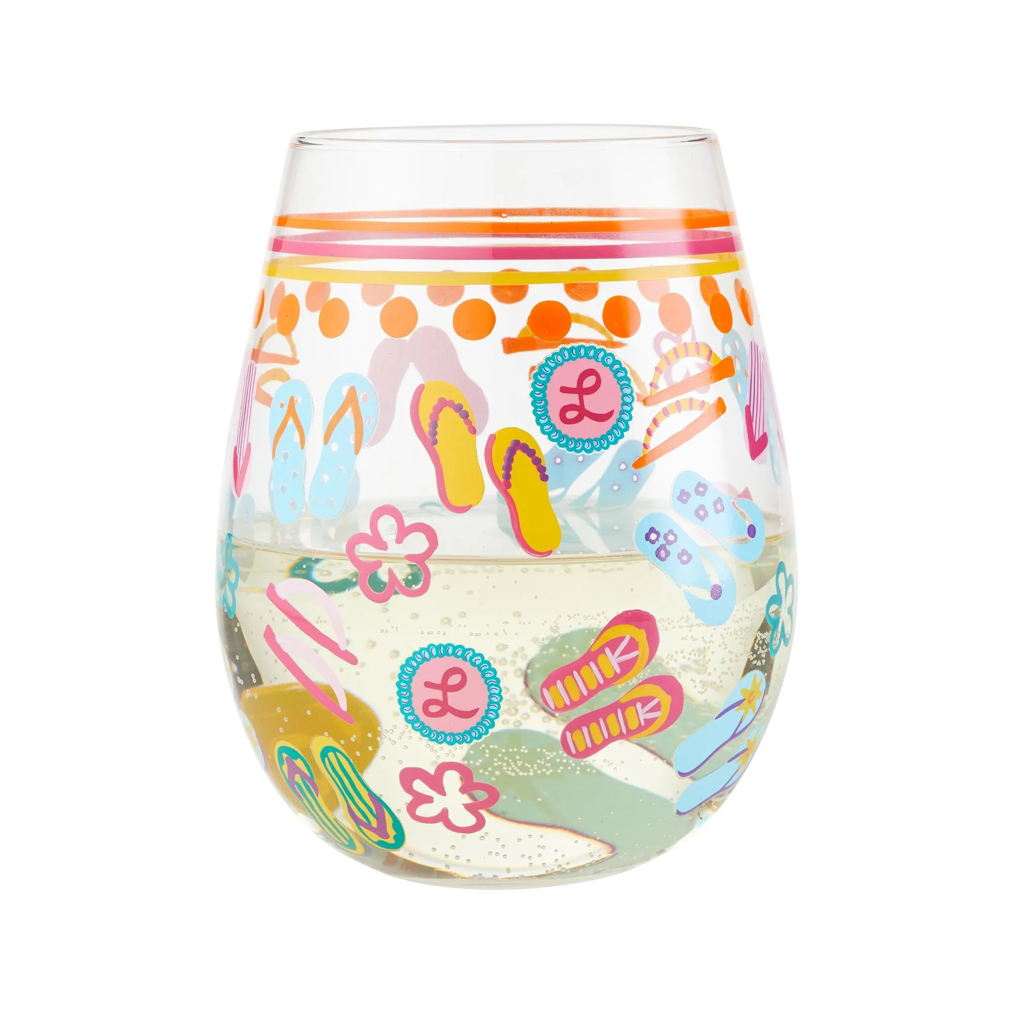 Flip Flops Too Stemless Wine Glass, 20 oz.