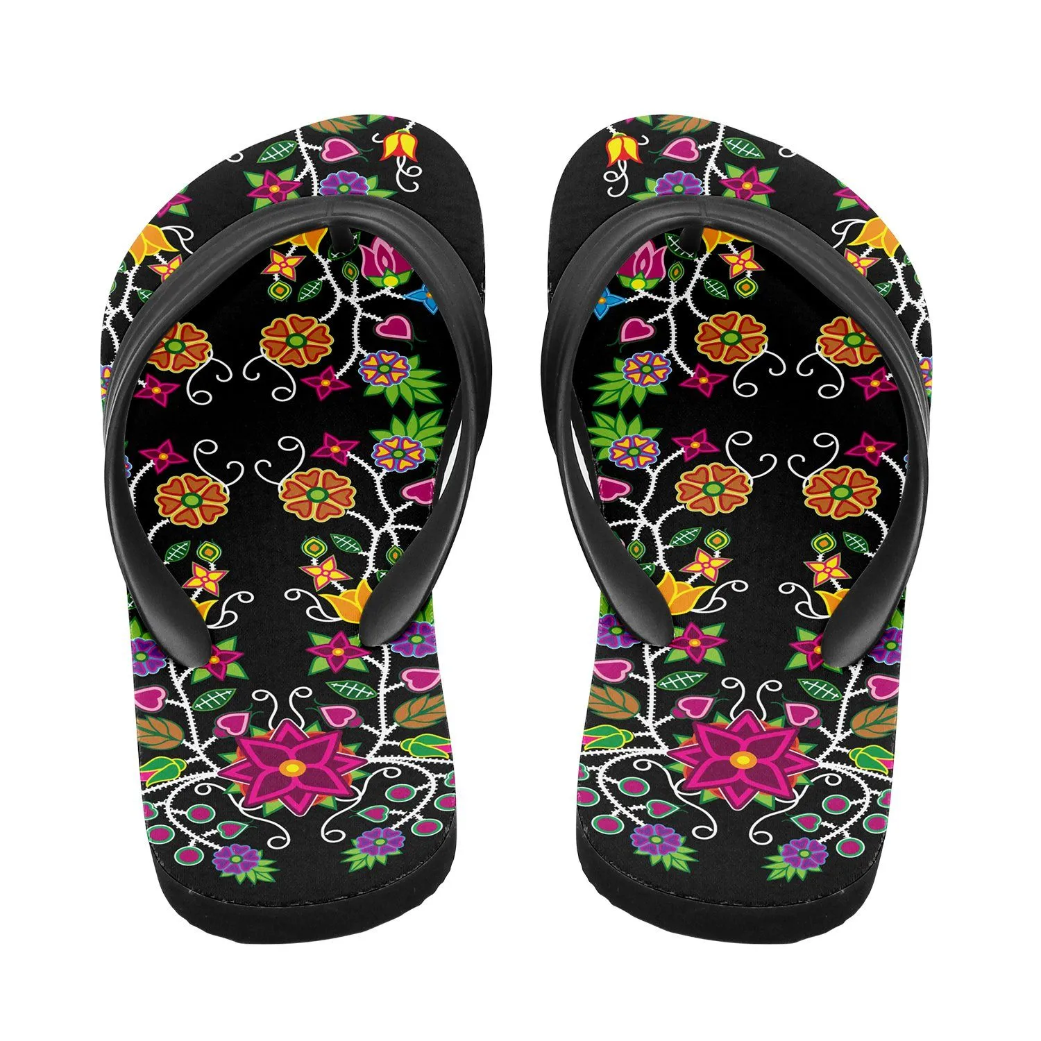 Floral Beadwork Flip Flops