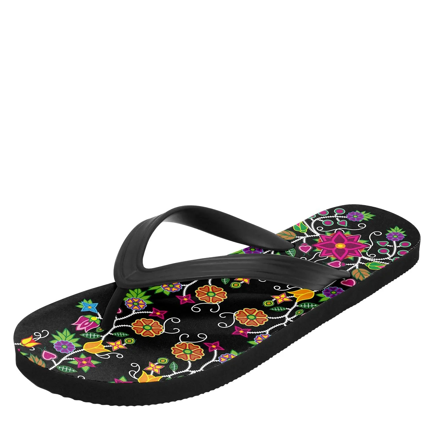 Floral Beadwork Flip Flops