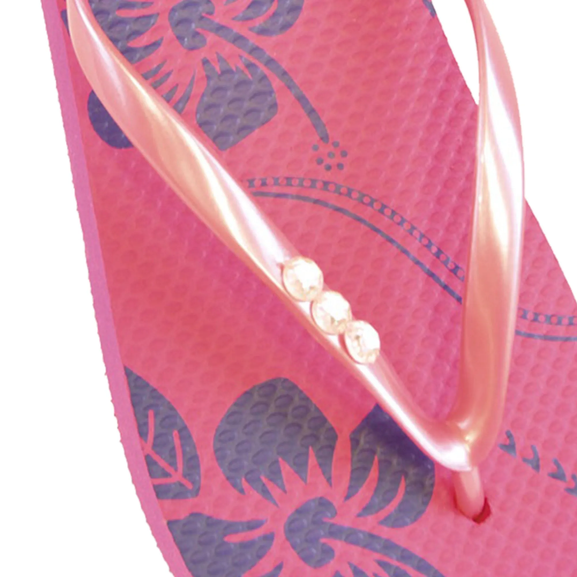 FLOSO Ladies/Womens Hibiscus Printed Flip Flops With Jewel Trim