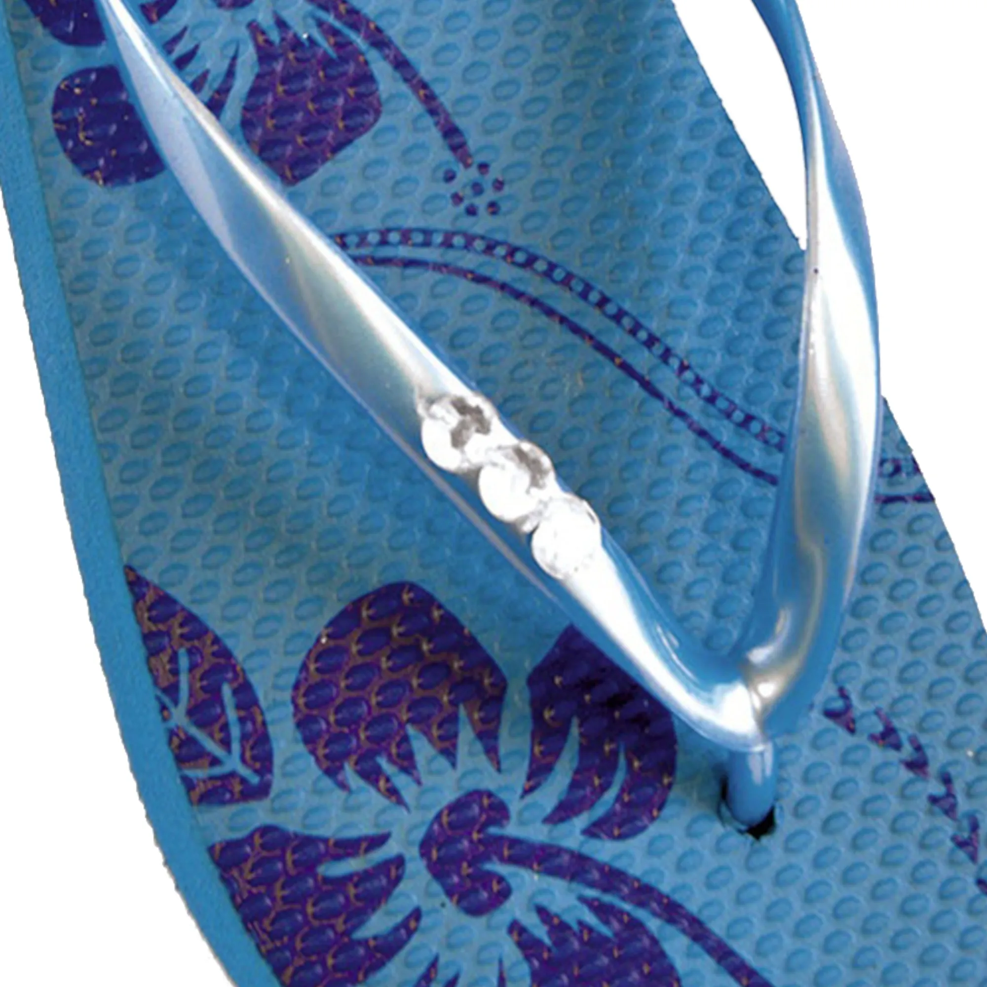 FLOSO Ladies/Womens Hibiscus Printed Flip Flops With Jewel Trim