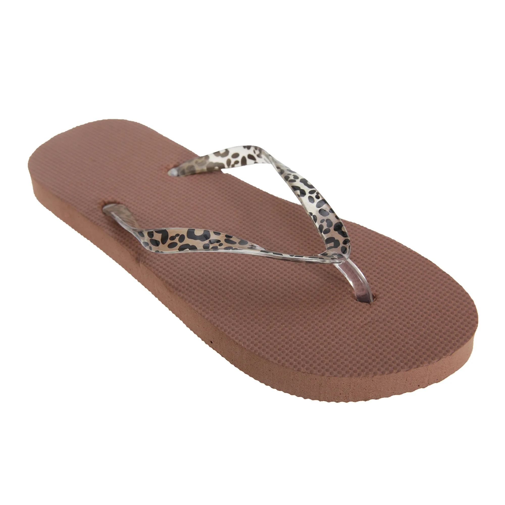 FLOSO Womens/Ladies Toe Post Flip Flops With Leopard Print Strap