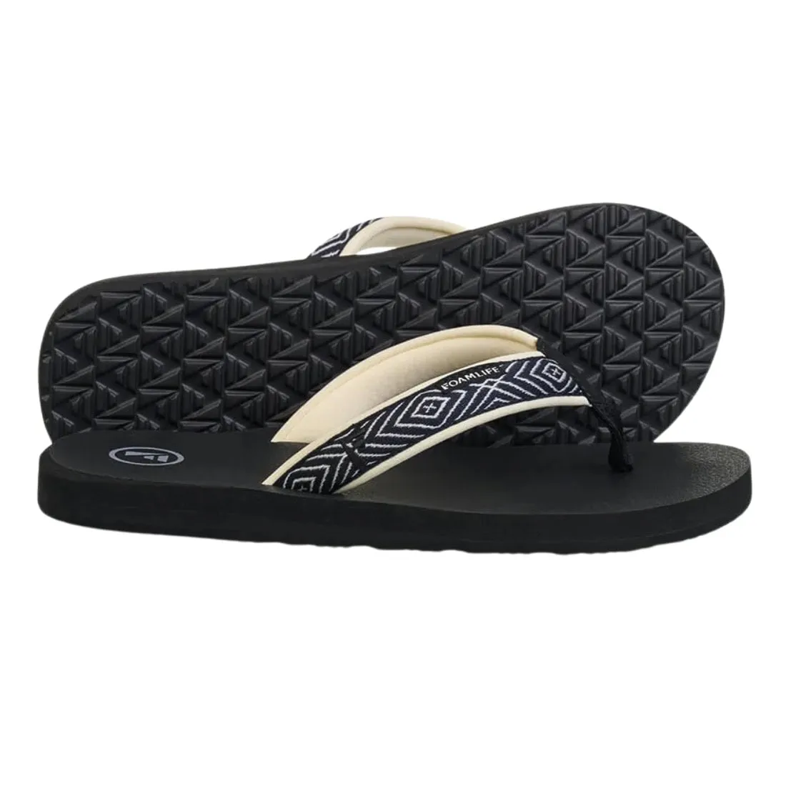 Foamlife Womens Yogi Flip Flop Sandals - Black