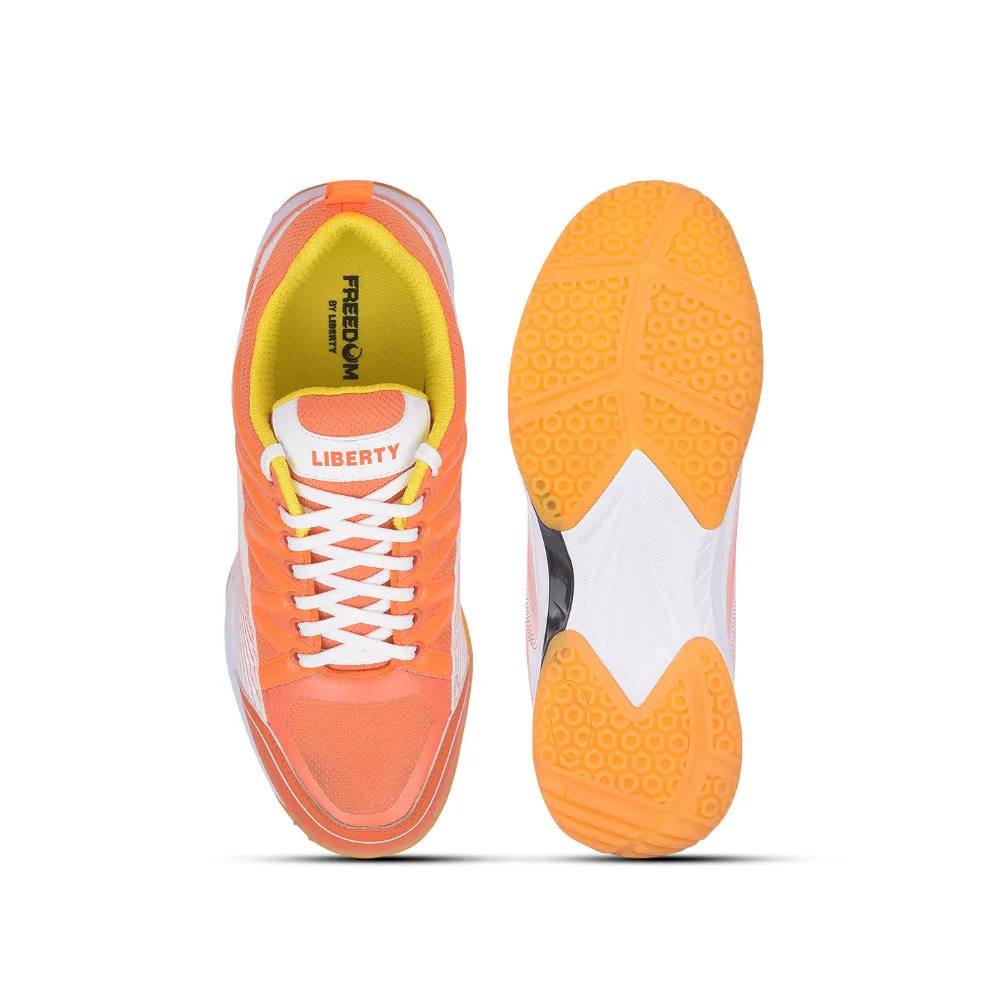 FREEDOM Sports Orange Badminton Shoes For Men GRIPPER-01 By Liberty