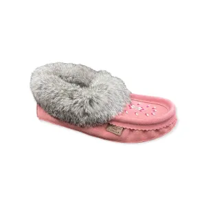 Fur Moccasin - Flamingo Suede