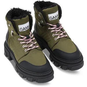 Ganni Womens Leather Cozy Hiking Boots