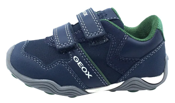 GEOX Boy's Arno Velcro Sneaker Tennis Shoes, Navy/Green