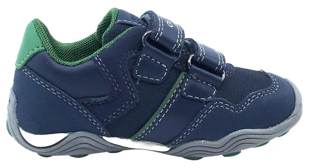 GEOX Boy's Arno Velcro Sneaker Tennis Shoes, Navy/Green