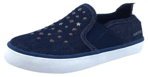 GEOX Girl's Kilwi Slip-On Sneaker Tennis Shoes, Denim