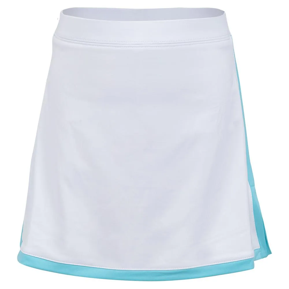 Girls' Border Tennis Skort White and Aqua Trim