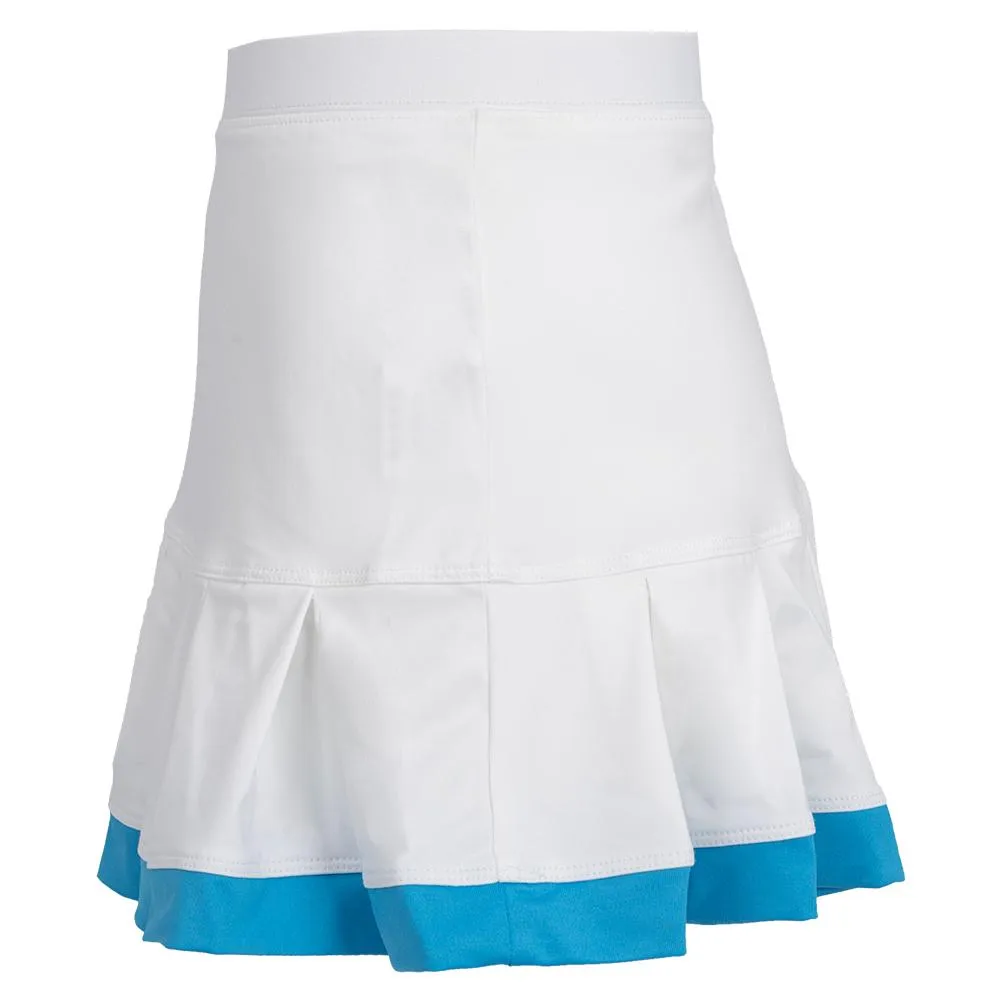 Girl's Pleat Tennis Skort with Trim White