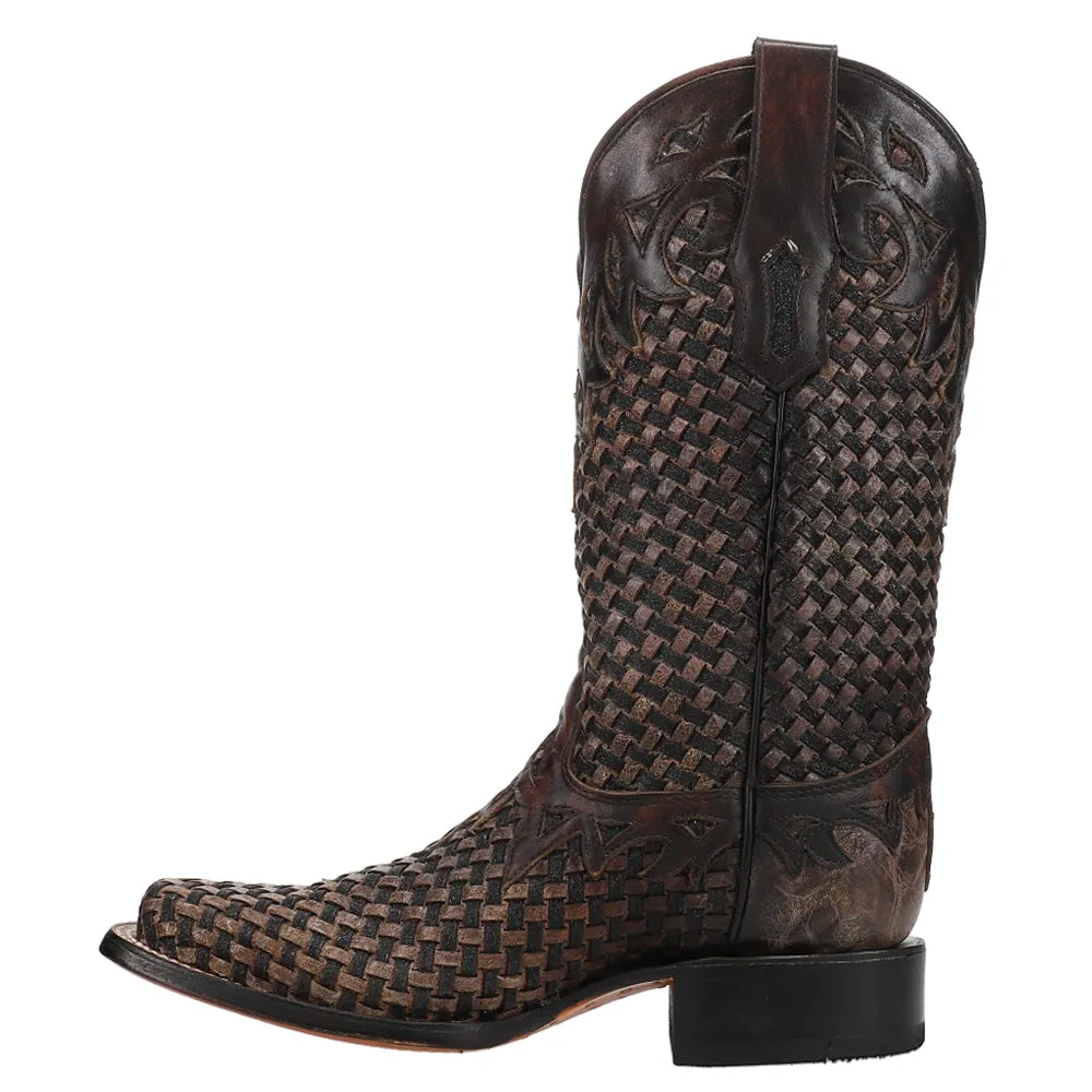 Glitter Woven Square Toe Cowboy Boots