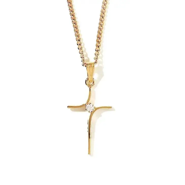 Gold Plated Cross with Stone