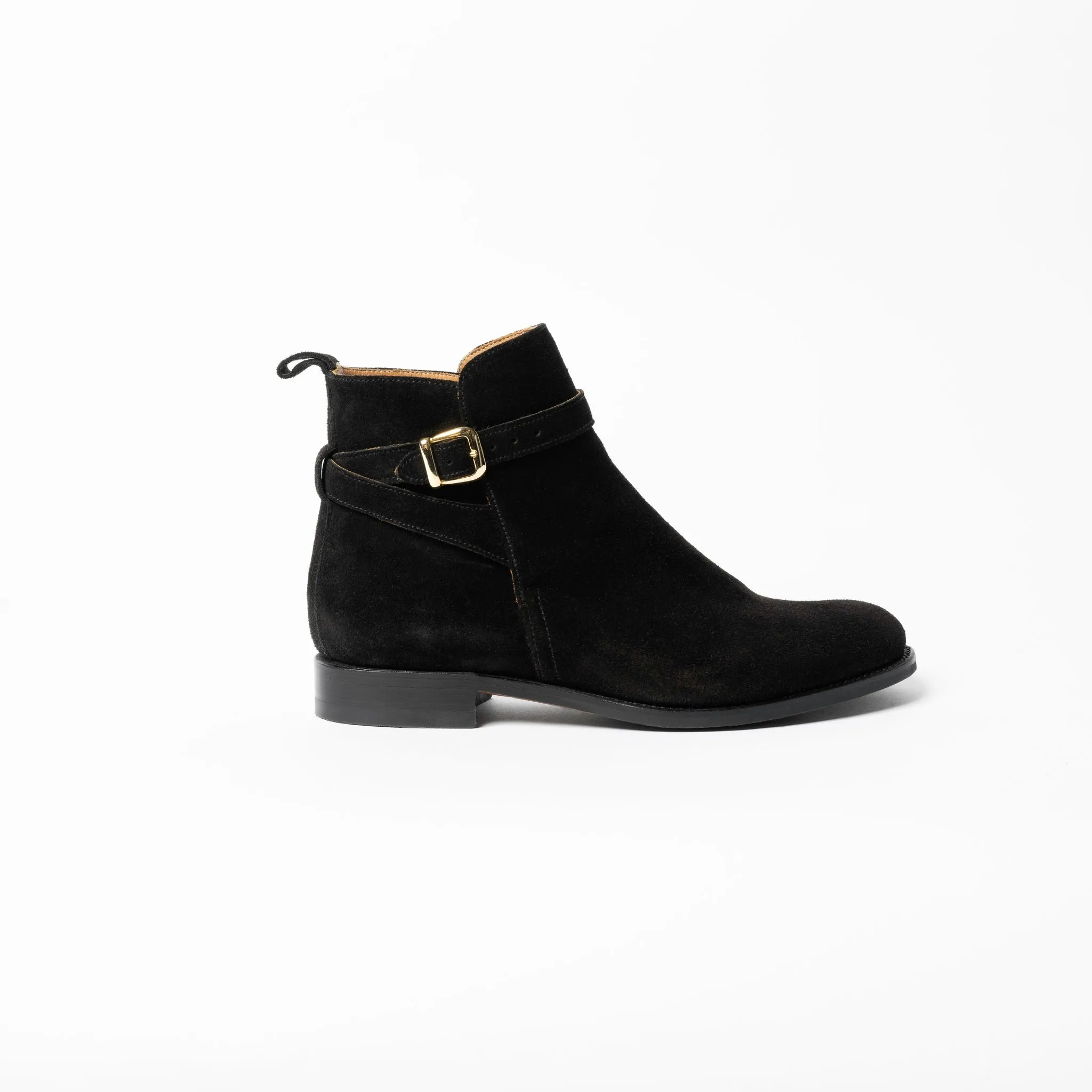 Goodyear Welt Short Ankle Boots in Black Suede