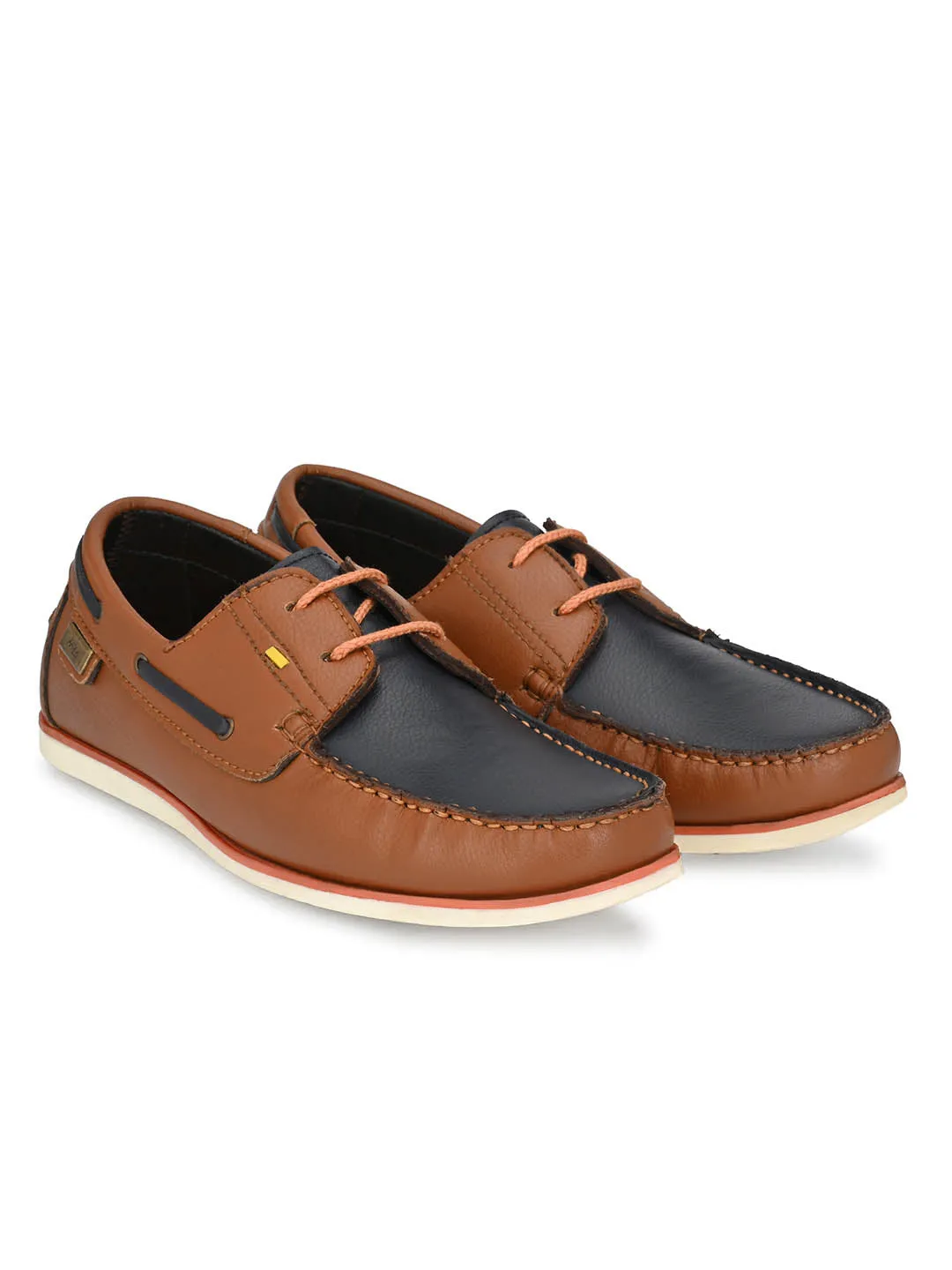 Hitz Men's Tan Synthetic Slip-On Casual Boat Shoes