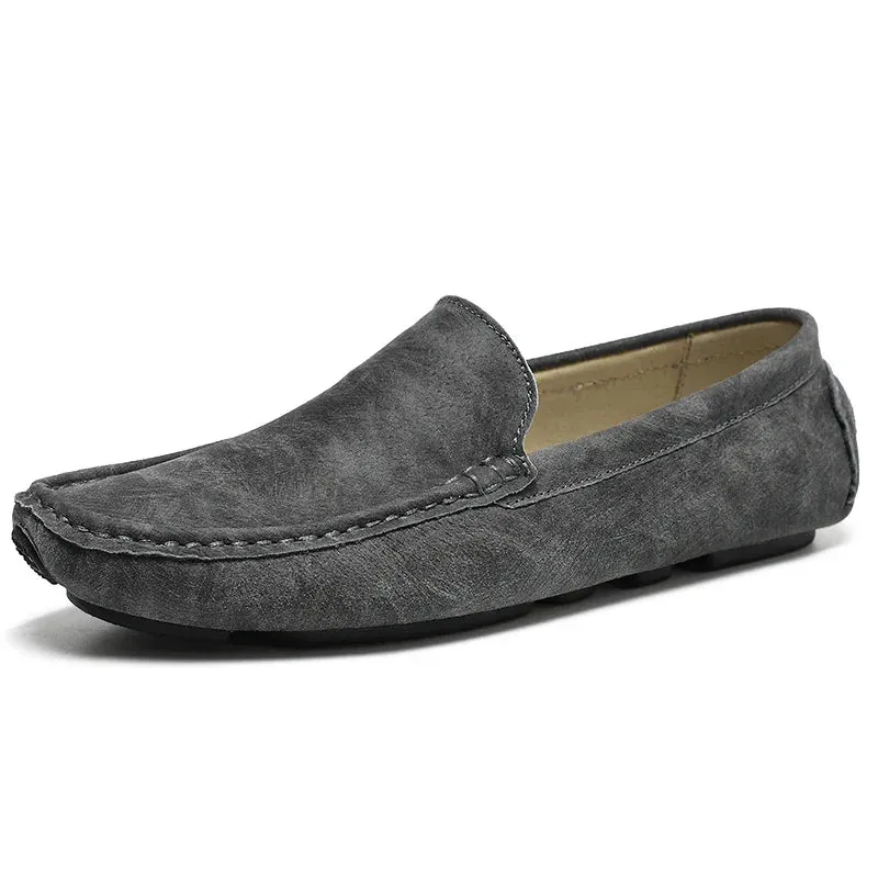 Hnzxzm Fashion Men Suede Leather Moccasins Light Men England Wedding Shoes Grey Youth Driving Shoes Casual Loafers