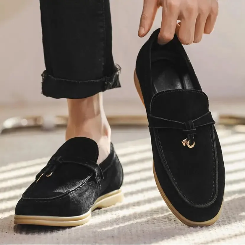 Hnzxzm Fashion Men's Casual Shoes Genuine Suede Leather Men Classic British Style Tassels Loafers Moccasins Mens Outdoor Driving Flats