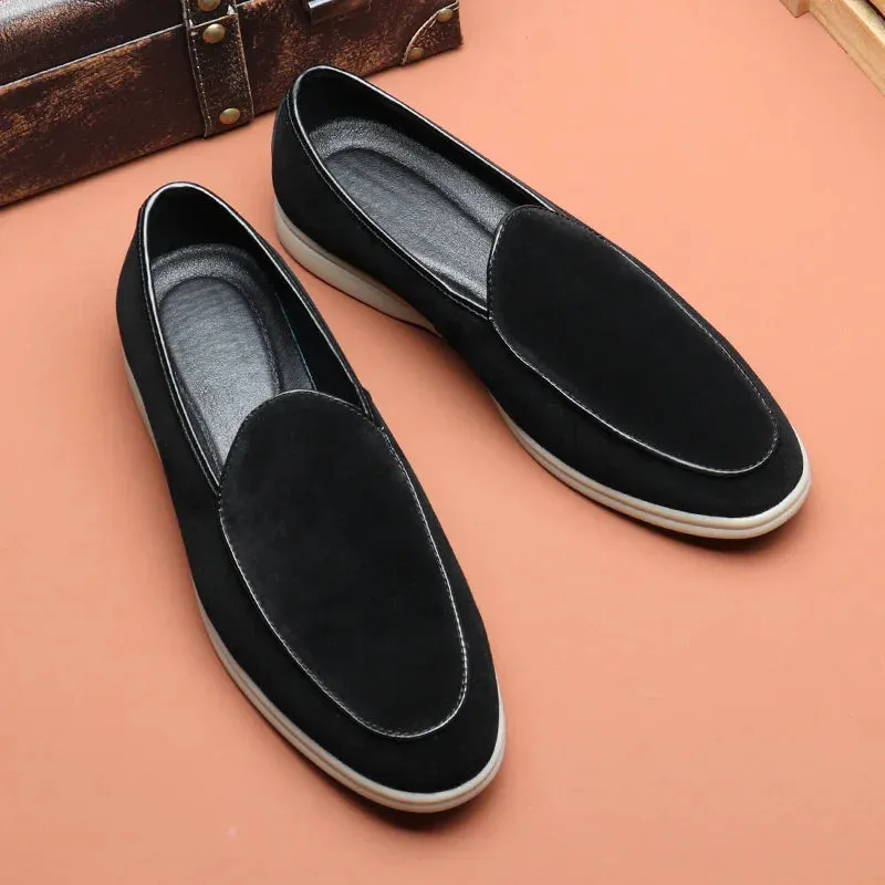 Hnzxzm Fashion Men's Casual Shoes Suede Leather Men Classic Loafers Moccasins Mens Party Wedding Shoe Light Comfortable Driving Flats