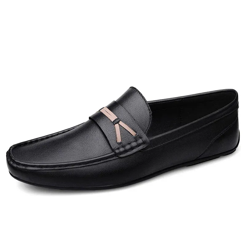 Hnzxzm Genuine Cow Leather Loafer Casual Shoes Loafers for Men Slip on Shoes Driving Flats Casual Moccasins for Men Dress Party Loafers