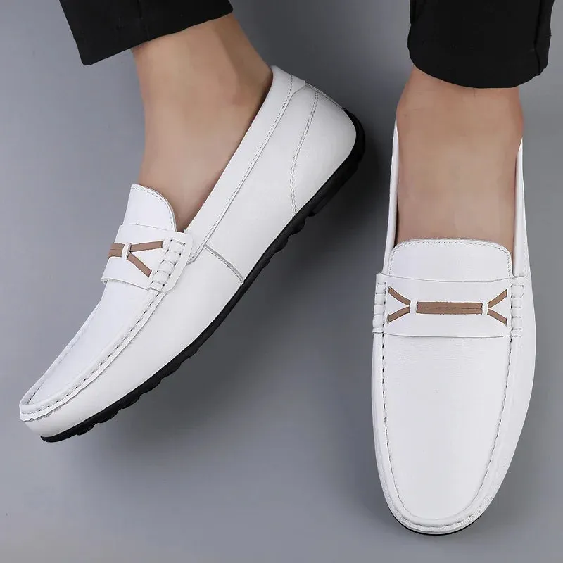 Hnzxzm Genuine Cow Leather Loafer Casual Shoes Loafers for Men Slip on Shoes Driving Flats Casual Moccasins for Men Dress Party Loafers