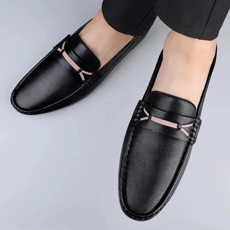 Hnzxzm Genuine Cow Leather Loafer Casual Shoes Loafers for Men Slip on Shoes Driving Flats Casual Moccasins for Men Dress Party Loafers