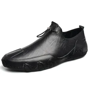 Hnzxzm Genuine Leather Men Casual Shoes Luxury Brand Mens Loafers Moccasins Breathable Slip on Black Driving Shoes