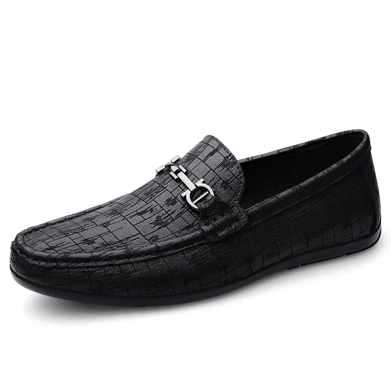 Hnzxzm Genuine Leather Men Shoes Luxury Trendy Casual Slip on Formal Loafers Men Moccasins Italian Black Male Driving Shoes Sneakers