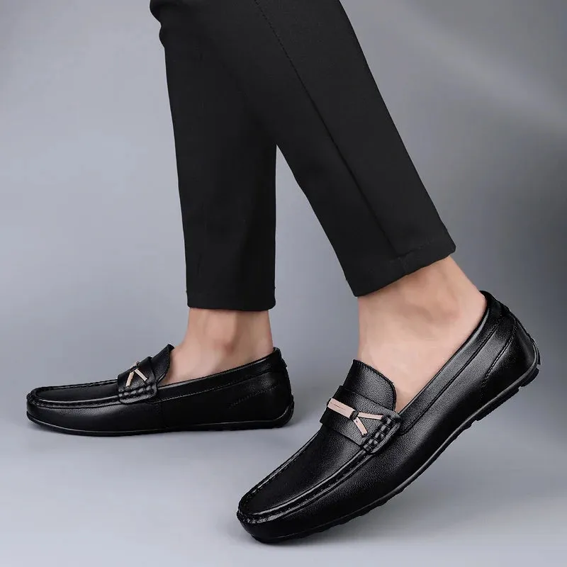 Hnzxzm Leather Men Shoes Fashion Formal Men Shoes Moccasins Italian Breathable Male Driving Shoes Black Genuine Leather Casual Shoes