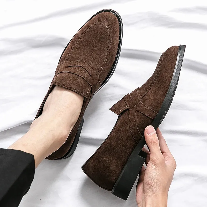 Hnzxzm Men Casual Leather Shoes Brand Driving Shoes Men Suede Loafers Moccasins Dress Shoes For Men New Italian Fashion Leisure Shoes