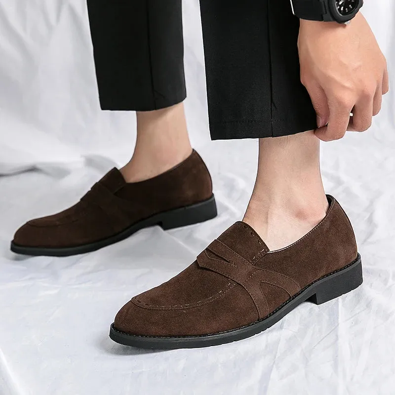 Hnzxzm Men Casual Leather Shoes Brand Driving Shoes Men Suede Loafers Moccasins Dress Shoes For Men New Italian Fashion Leisure Shoes