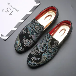 Hnzxzm Men Fashion Embroidery Party Wedding Loafers Moccasins Men's Casual Shoes Mens Light Comfortable Driving Shoe Outdoor Flats