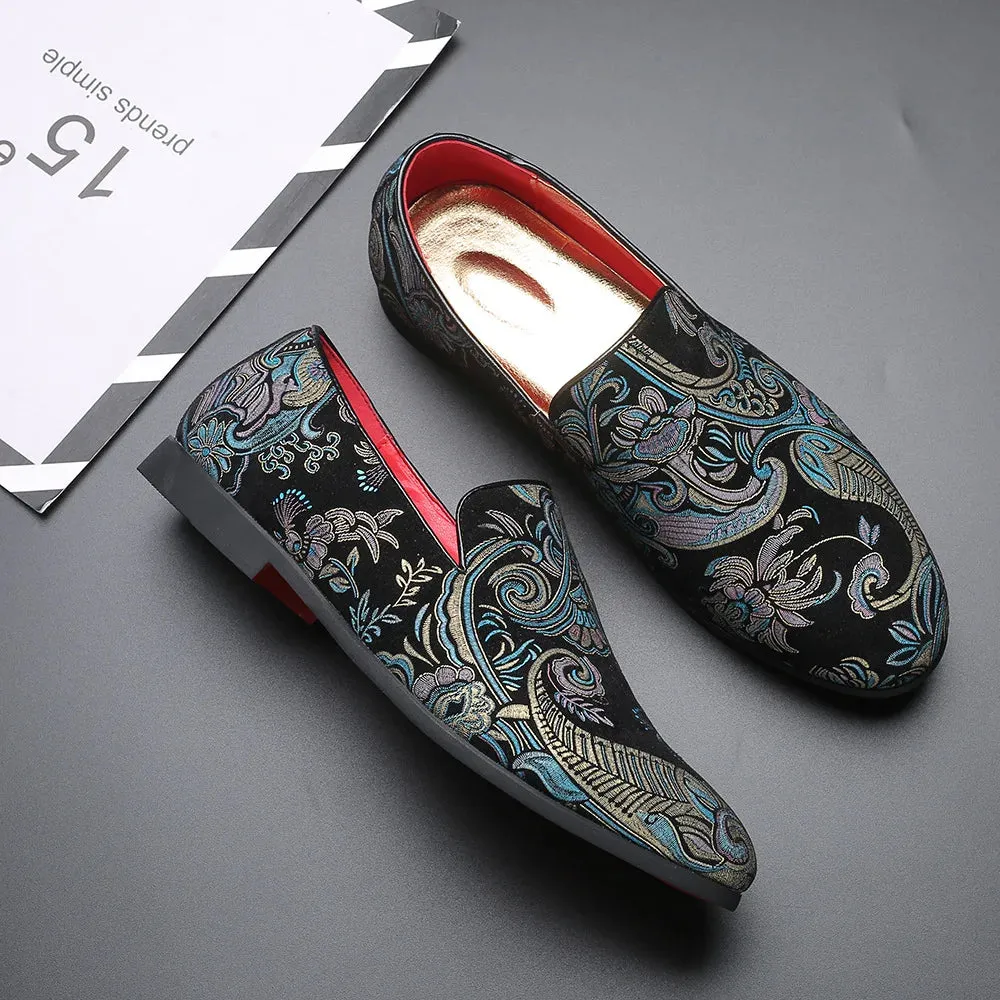 Hnzxzm Men Fashion Embroidery Party Wedding Loafers Moccasins Men's Casual Shoes Mens Light Comfortable Driving Shoe Outdoor Flats