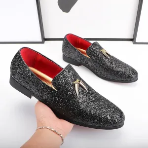 Hnzxzm Men's Casual Shoes Men Fashion Sequins Bling Glitter Party Wedding Flats Mens Light Comfortable Driving Loafers Moccasins