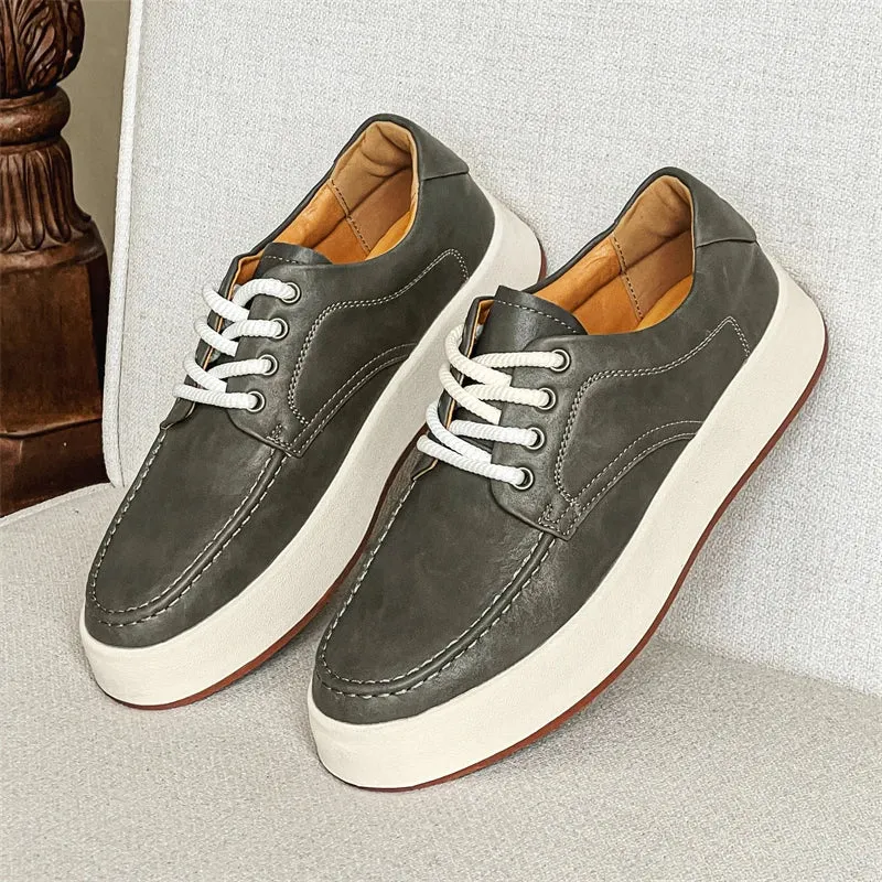 Hnzxzm New Brown Casual Shoes Classic Frosted Leather Men Soft Loafers Men Flats Comfortable Driving Shoes Lace Up Loafers Moccasins