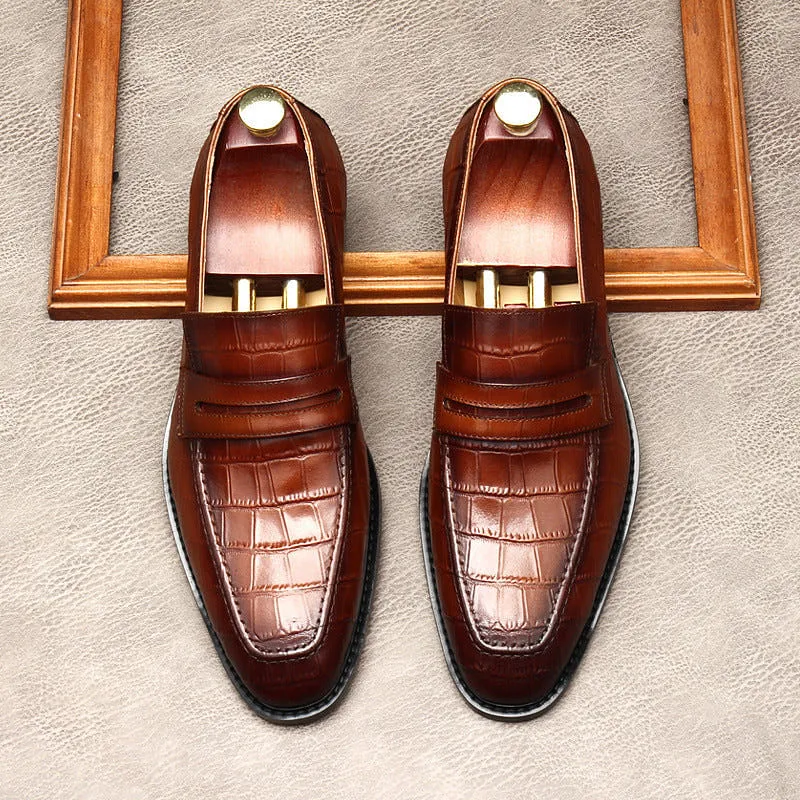 il Milanino - Elegant leather alligator print Loafers (Crocodile pattern)