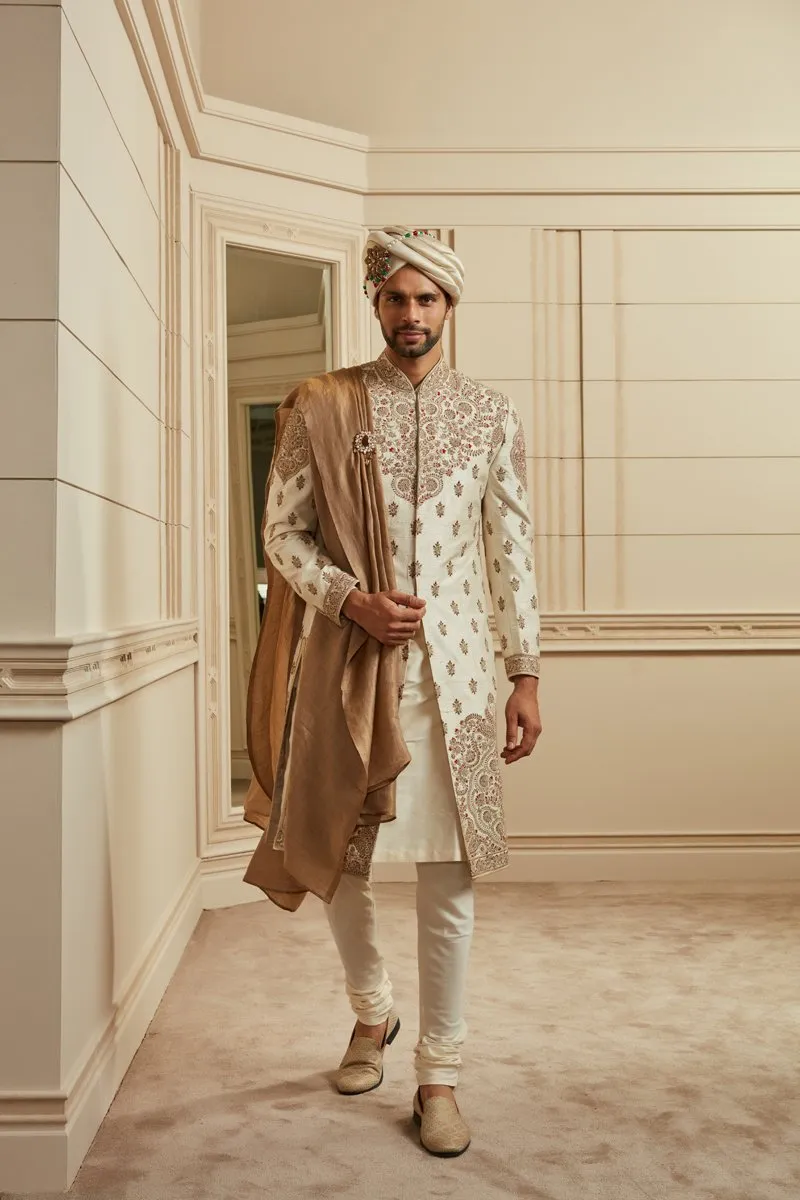 Ivory Embroidered Sherwani