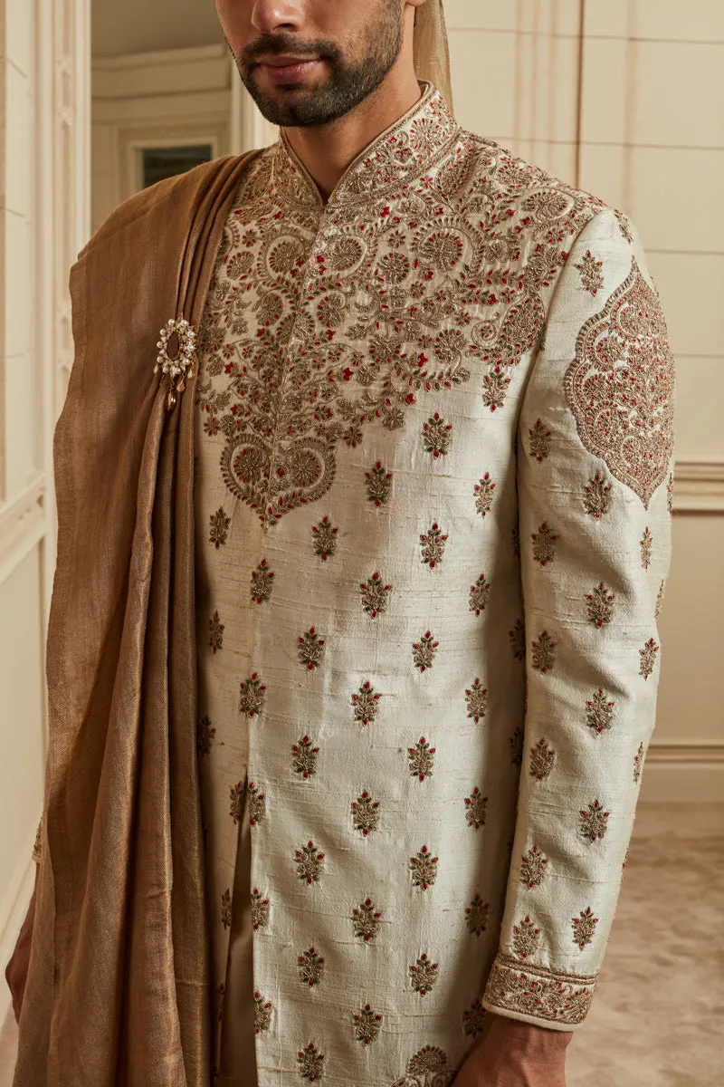 Ivory Embroidered Sherwani