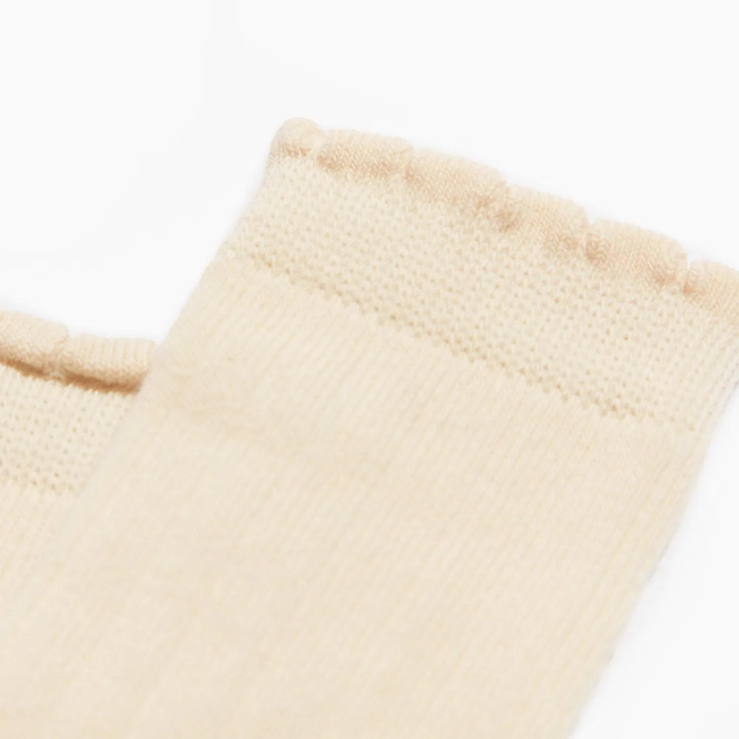 Ivory Scalloped Knee High Sock