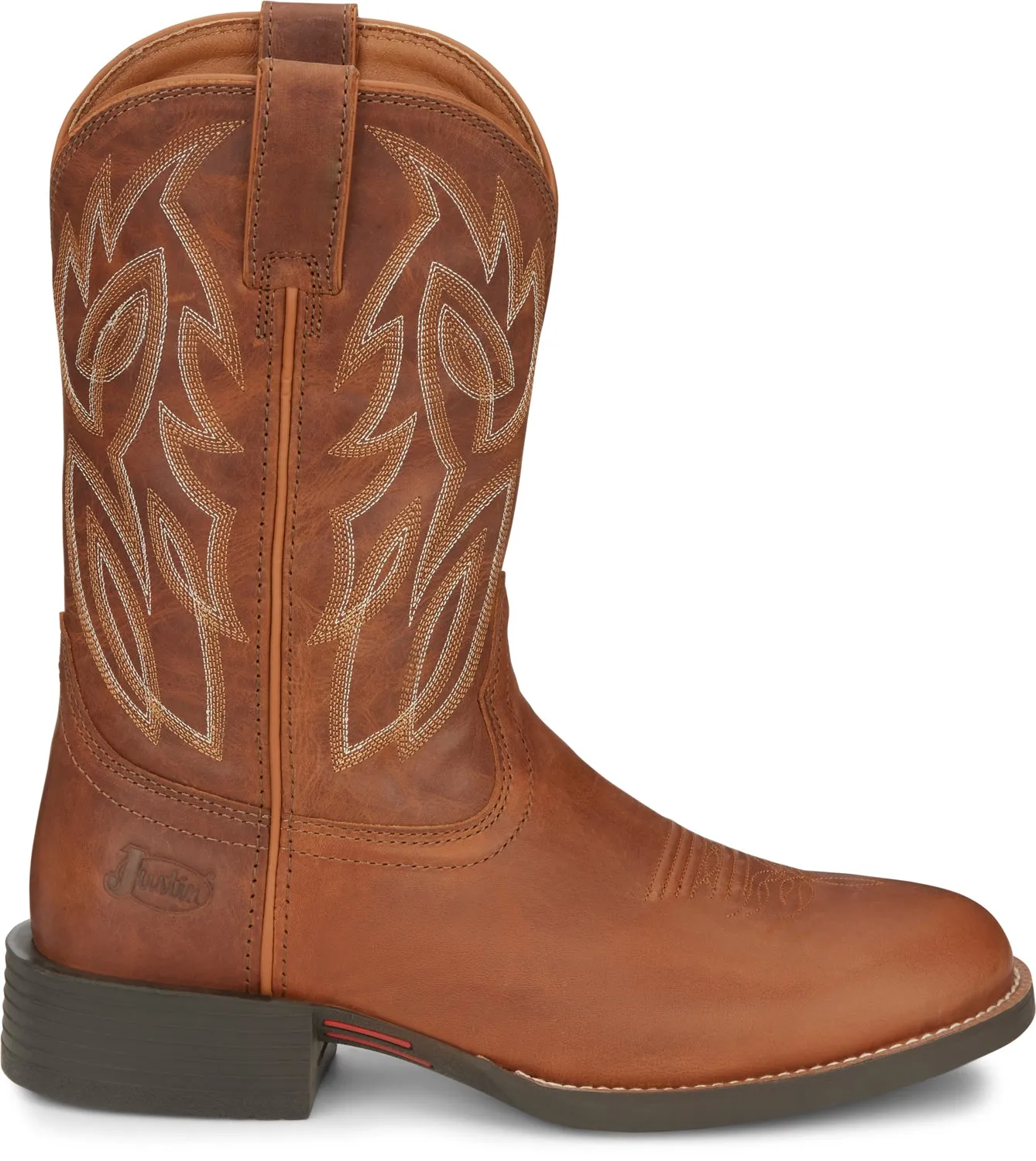 Justin 11in Mens Russet Brown Rendon Leather Cowboy Boots