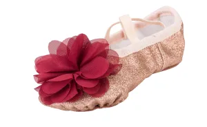 Kids Canvas Shinning Ballet Slippers with Flower